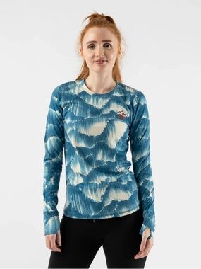 Rabbit Women’s Running trail Long Sleeve Shirt Blue White Small S